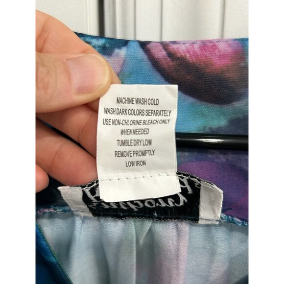 Anthony Richards Floral Multicolor Short Sleeve Dress With Ruffled Collar Sz M - Picture 6 of 10